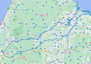 スタンプラリー高岡新湊ライド コース図(GoogleMap)