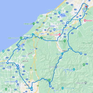 丸岡城あわらライド コース図(GoogleMap)