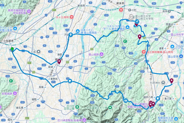 スタンプラリー八尾太閤山ライド2026 コース図(GoogleMap)