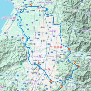 スタンプラリーかなづ永平寺福井九頭竜下りライド コース図(GoogleMap)